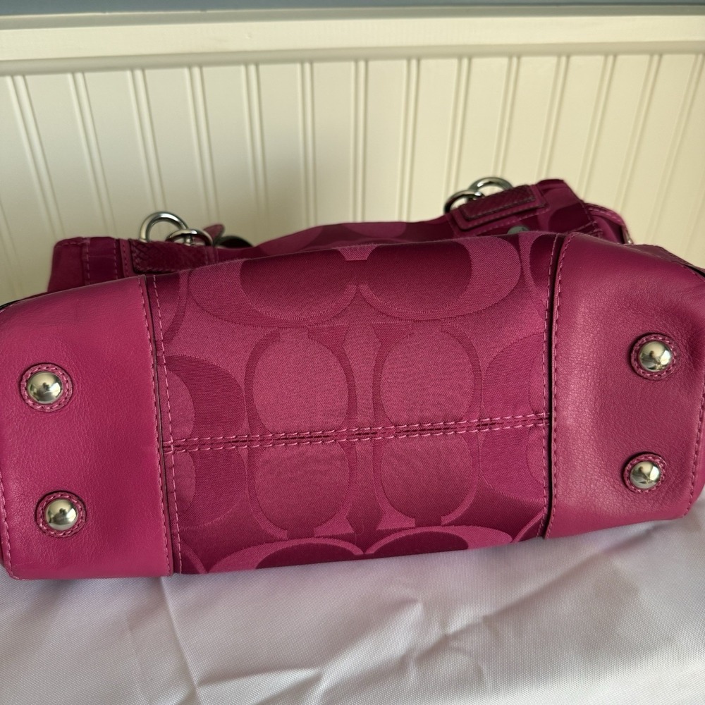 COACH Peyton Tote Bag Purse Signature Hot Pink Y2K Snakeskin Embossed Leather - Picture 4 of 16